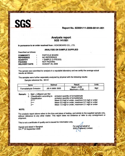 kokoboard formaldehyde emission